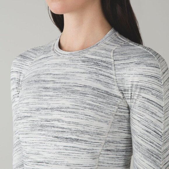 Lululemon Runderful Long Sleeve Space Dye Camo White Silver Spoon / Silver Spoon - Picture 4 of 16